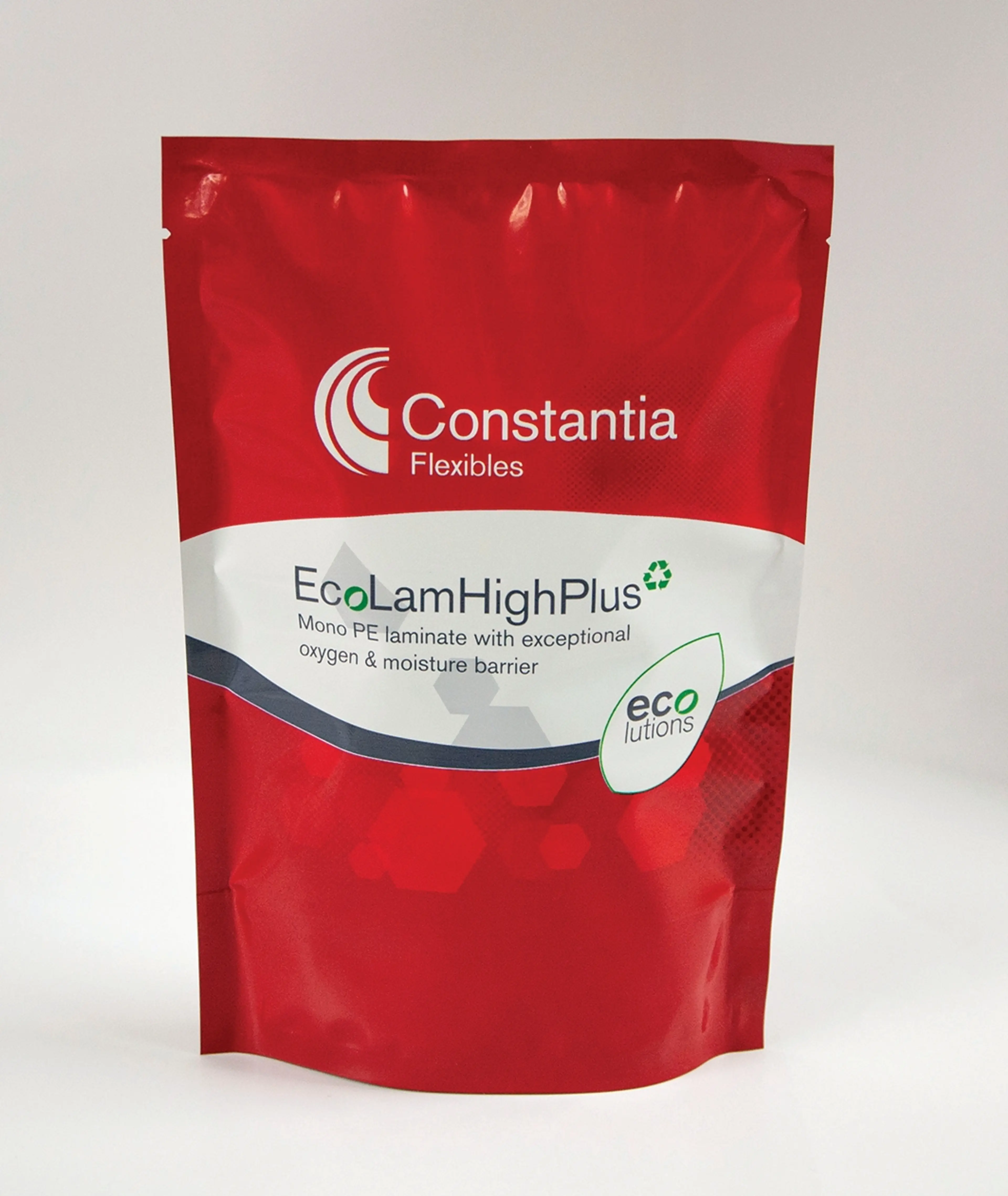 Red Constantia pouch on light background