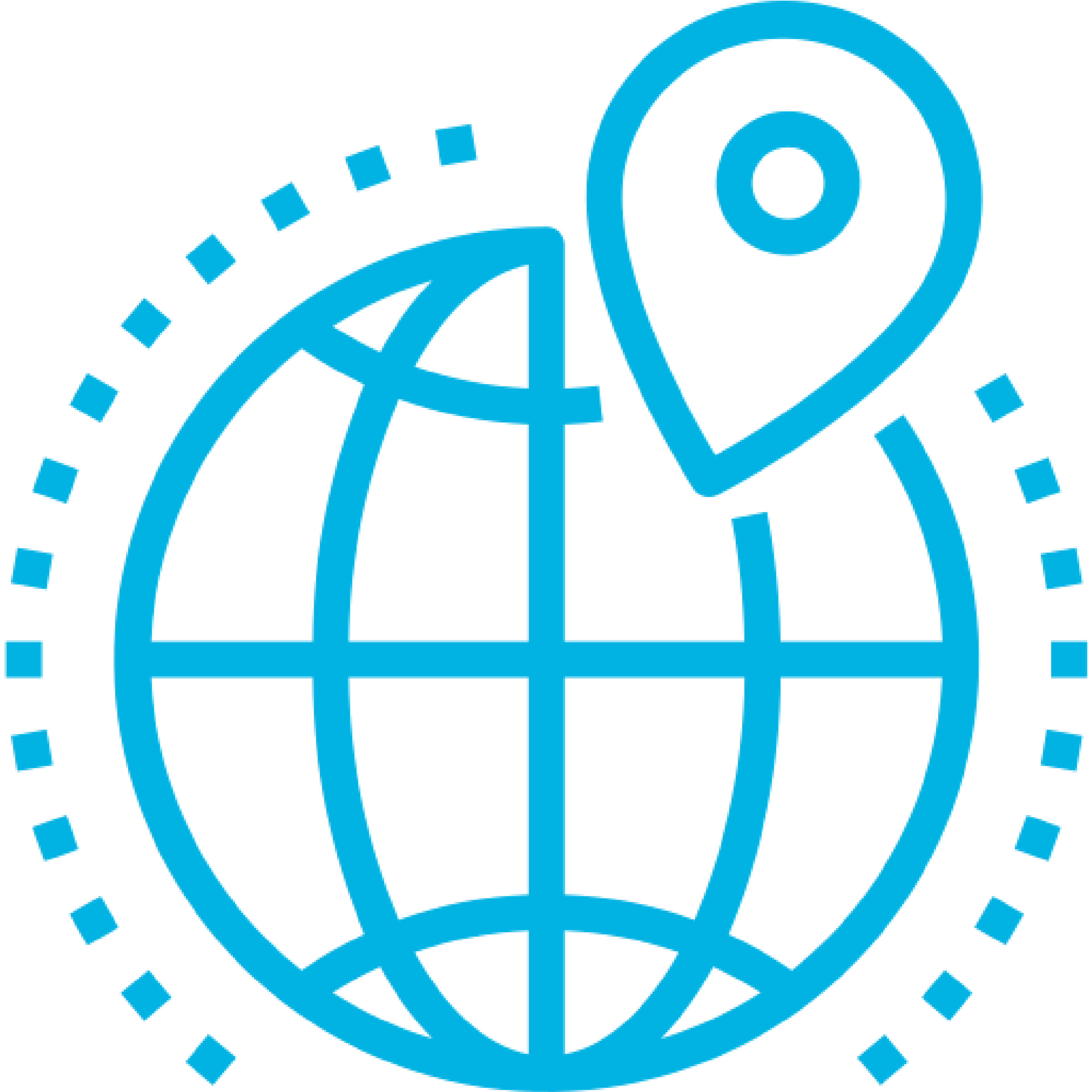 Icon of a globe in HEX 00b3e3