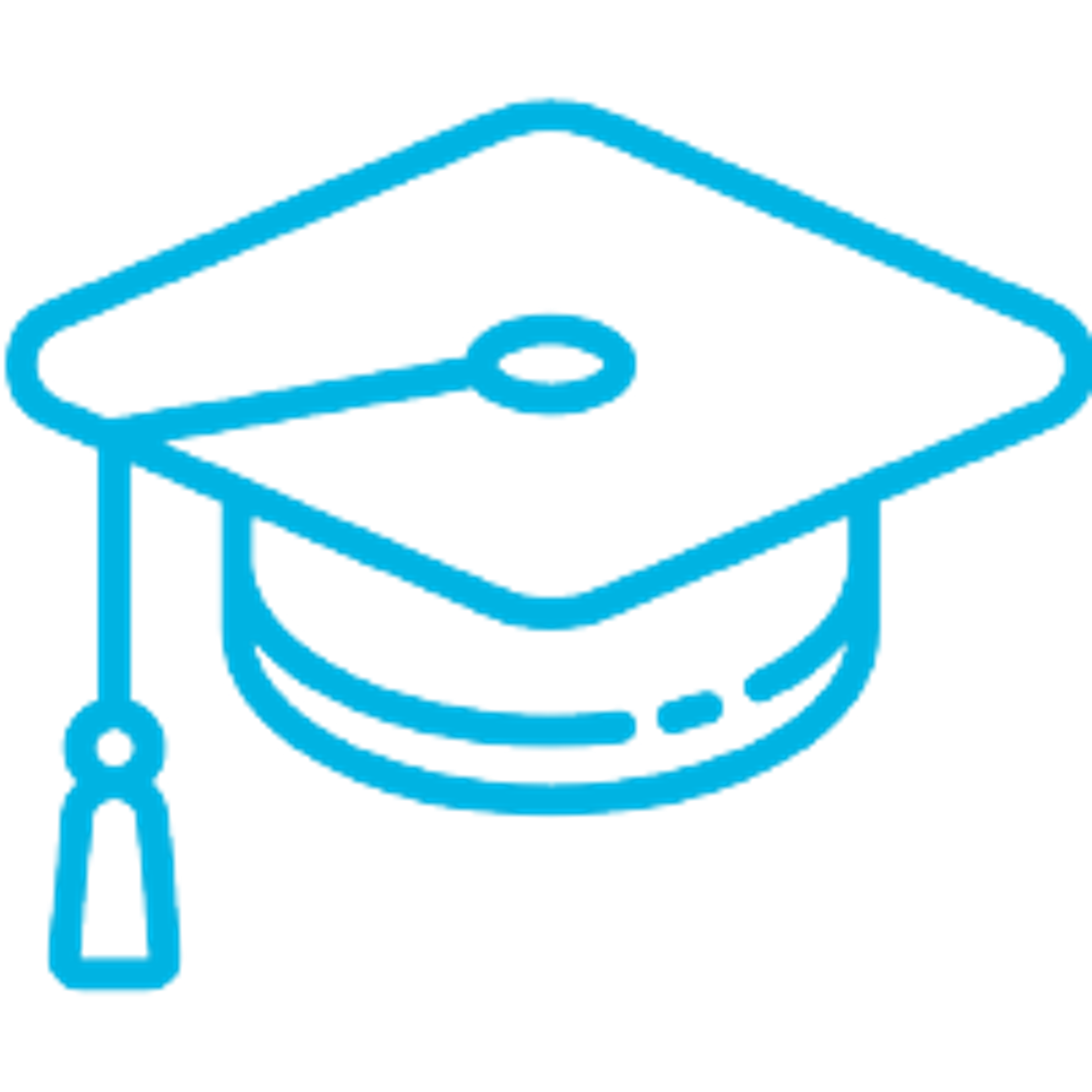 blue icon of a mortarboard