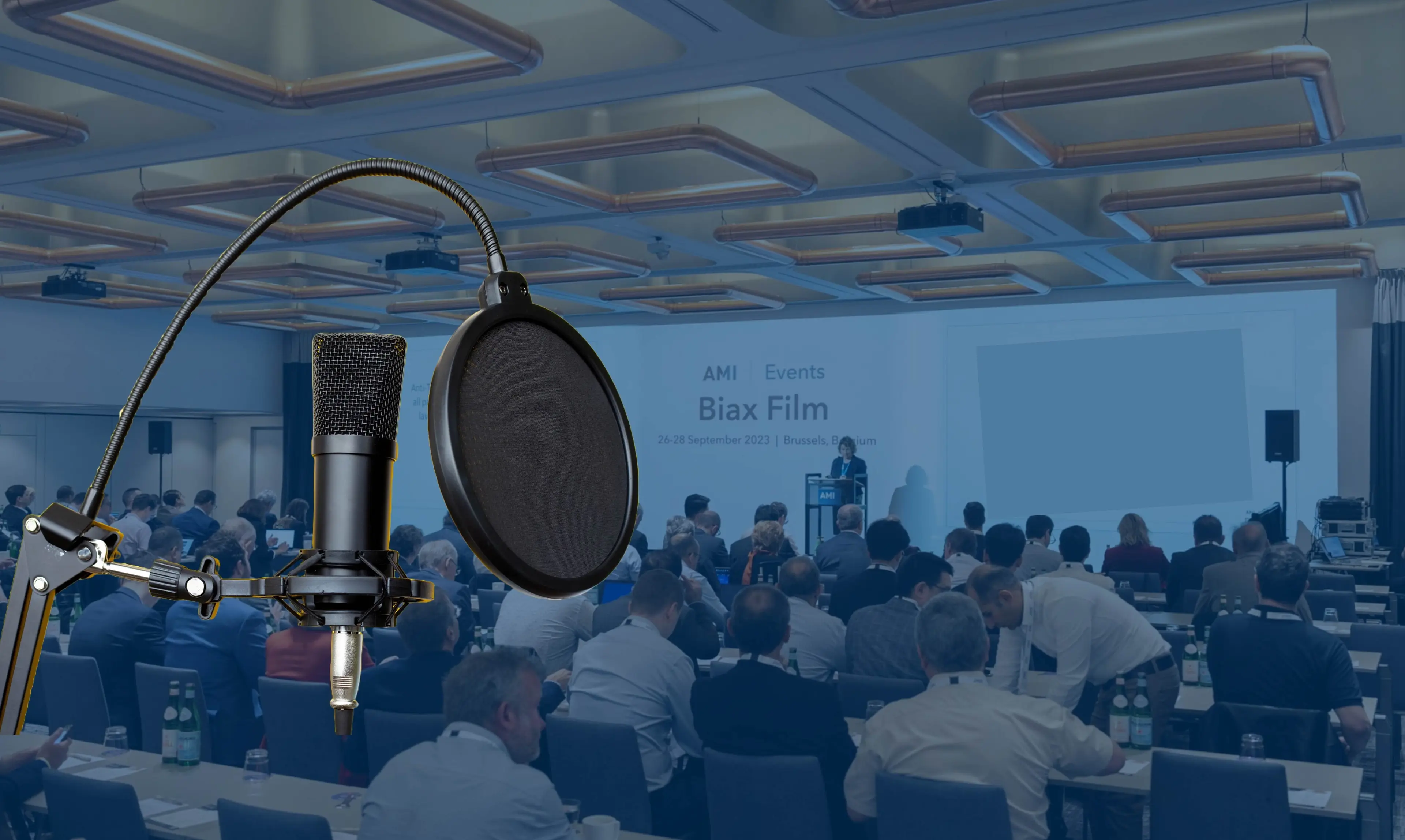 Microphone overlaid on event image from Biax Film 2023
