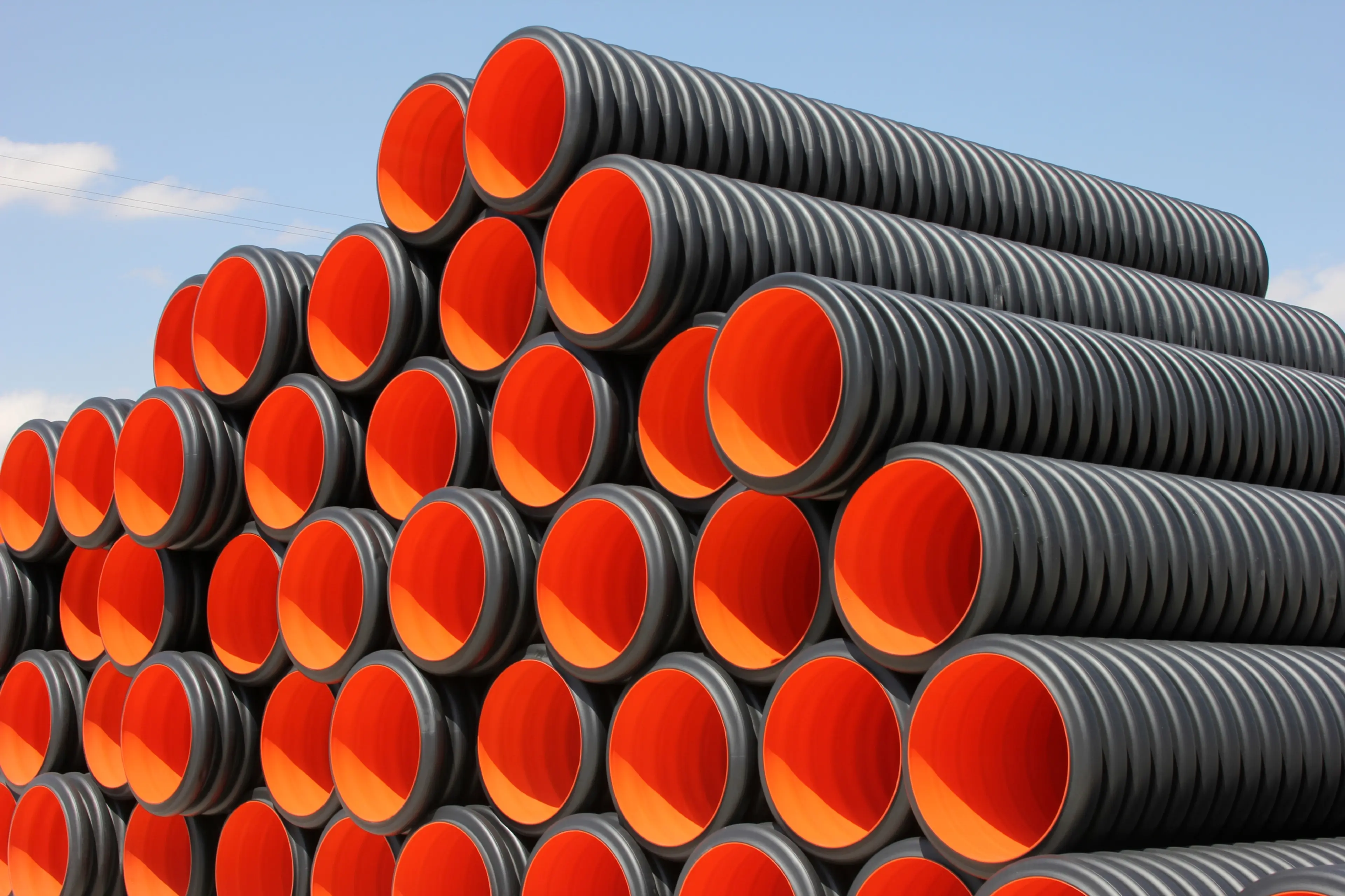 large stack thermoplastic pipes