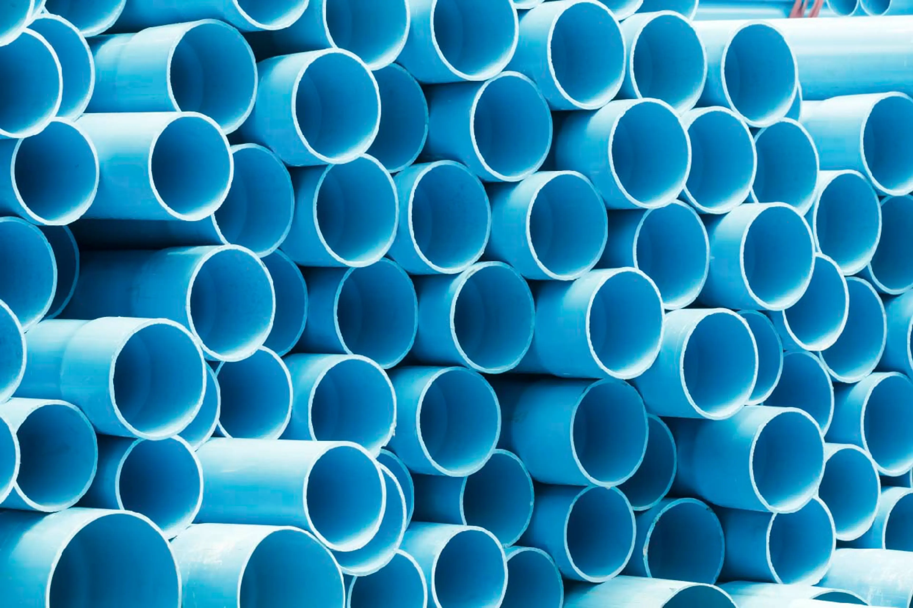 Blue thermoplastic pipes